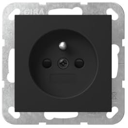 Gira 4485005 Prise de courant avec broche de terre, 16 A 250 V~, obturateur, système 55, noir mat