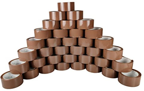 RAYLU PAPER - Nastro adesivo per l'imballaggio di scatole di spedizione resistenti ed extra resistenti, 66 metri x 50 mm di larghezza (36 unità, marrone)