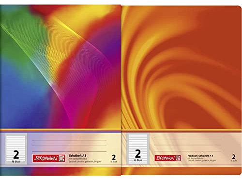 Brunnen 104598202 Schulheft A5 (16 Blatt, liniert, Lineatur 2, Klasse 2) & 104470202 Schulheft A4 Vivendi (16 Blatt, liniert, Lineatur 2, Klasse 2)