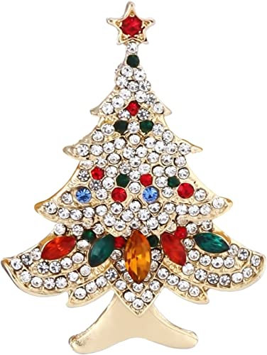 Bunte Kristall Weihnachtsbaum Brosche Pin Vintage Weihnachtsbaum Brosche für Frauen, s (Farbe)