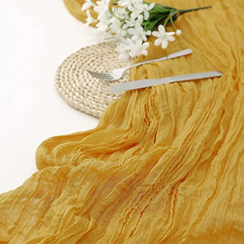 kyaoayo Tischläufer Eukalyptus Dekostoff, 90 x 300 cm, Rustikal, Gelb, Polyester, Rustikal, für Hochzeit, Braut, Geburtstag, Dusche, Party