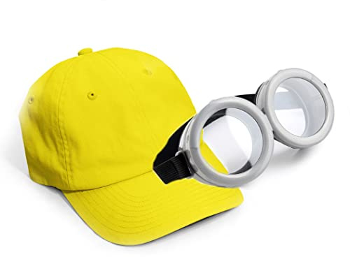 MFAZ Morefaz Ltd Minion-Brille, Kostüm, Brille für Erwachsene, gelbe Mütze Despicable Me