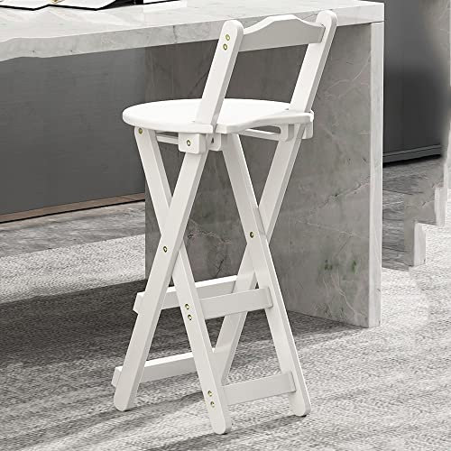 BIRLD Bambus Barhocker Klapphocker Tragbarer Küchenhocker Mit Lehne Fußstütze Bistrohocker Klappbarer Tresenhocker Camping Esszimmer Barstuhl (Color : White, Size : 63cm/24in)