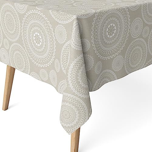 Martina Home Harzbeschichtete Tischdecke Mandala, 180 x 140 cm, Beige