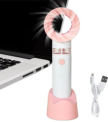 Dubbulon Handheld Fan - Desk Bladeless Fan | USB Rechargeable Eyelash Fan Dryer Cooling Fan for Eyelash Extension, with Detachable Base