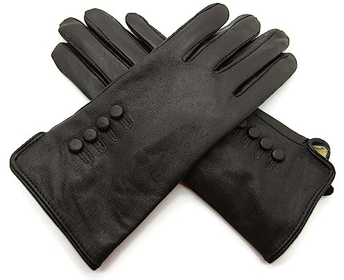 TheGloveHut Damen Echtes Weiches Leder Handschuhe Vollständig Gefüttert Geschenk Verpackt (Brown, Groß 7.5 )