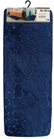LiKeKa® Badezimmerteppich, Weiche Badematte rutschfest & Maschinenwaschbar – Wasserabsorbierender Badteppich mit Memory Foam&Mikrofaser aus Polyester, Badvorleger 45x120 cm (Navy Blue)