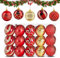 Weihnachtskugeln Kunststoff Gold und Rot 6cm 30 Stück, Christbaumkugeln Weihnachtsbaum Kugeln Plastik mit Schlüsselband, Weihnachtsbaumschmuck Baumschmuck Weihnachten Deko Christbaumschmuck