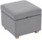 LEITING Large Storage Ottoman Toy Box Chair Seat Foot Stool Footstool Footrest Cube Pouffe Upholstered with Linen Fabric Cover (Dark Grey-C3)