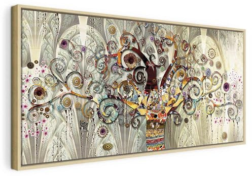 murando - Leinwand Bilder Holzrahmen Gustav Klimt Baum des Lebens 120x60cm Vlies Leinwandbild 1 Teilig Kunstdruck Wandbilder XXL Wohnzimmer Wanddekoration Wand Bild - natürlicher Rahmen l-A-0033-b-a