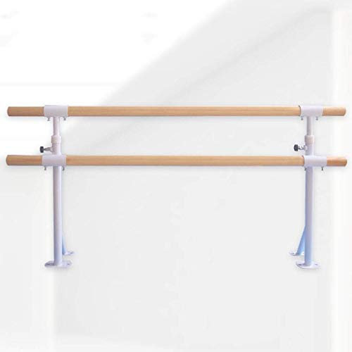 Mioedi Ballettstange, Doppel-Ballettstange, klappbare Fitness-Gymnastik-Dehnungsstange, Boden-Halterung für Heimtanz, verstellbar (weiß 1,5 m)