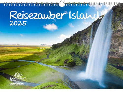 Reisezauber Island DIN A3 Kalender für 2025 Reykjavík Stadt Reise Land Urlaub- Seelenzauber