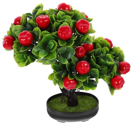 Luxshiny Artificial Fruit Tree with Pot Simulated Fruit Tree Faux Bonsai Ornament Desktop Decor for Indoor Home Office Living Room Faux 11.81 X 10.23 X 3.34 in