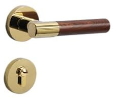 Modern Chinese Door Lock Solid Wood Door Handle Indoor Bedroom Walnut Magnetic Silent Lock Room Door Lock (Size : Golden Magnetic 35-50mm)