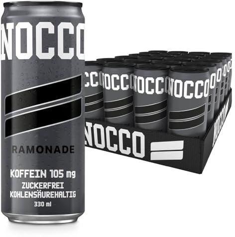 NOCCO Energy drink 24er pack – zuckerfrei, vegan Energy Getränk mit Koffein, Vitaminen und Aminosäuren – Rambutangeschmack, 24 x 330ml inkl. Pfand (Ramonade)