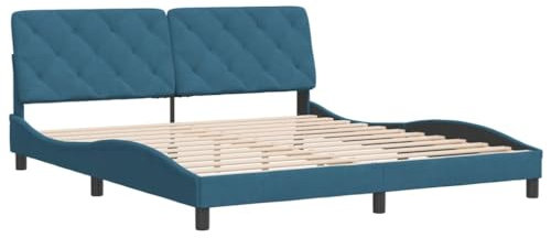 vidaXL Bettgestell, Bett ohne Matratze, Bettrahmen mit Lattenrost für Schlafzimmer, Schlafzimmerbett DoppelBettgestell Blau 180x200cm Samt