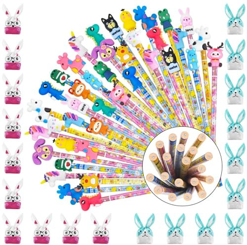 40 Matite Gadget Compleanno Bambini con Gomma +20 Sacchettini Matite Regalo Festa Bambini Colorate Particolari Set Regalini Fine Festa Compleanno Bambina Invitati Dopo Idee Mini Giochi Pensierini
