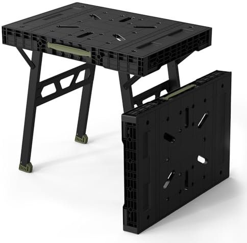 Faltbare Werkbank, tragbarer Arbeitstisch, 86,4 cm B x 63,5 cm T x 78,7 cm H, leichte Werkbank mit 750 kg, Werkbänke für Garage, Werkbank, geeignet für Garage, Werkstatt und Zuhause (grün)