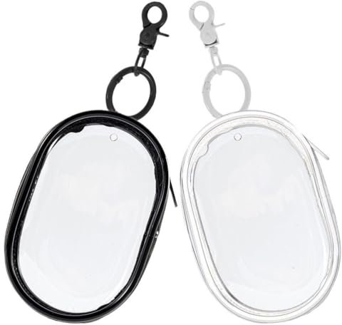 Homoyoyo Clear Figure Display Bag with Keychain, 2pcs Portable Small Doll Storage Hanging Blind Boxes Organizer Hanging Bag with Zipper Closure Clear Display Case for Mini Figure
