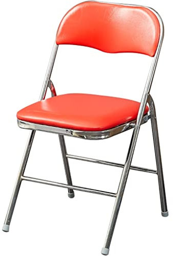 Klapp Besucherstuhl Leichter Freizeit-Klappstuhl für den Haushalt, Einfacher Studier-Computerstuhl, Bequemer Rückenstuhl, Belastung 150 kg(Orange)