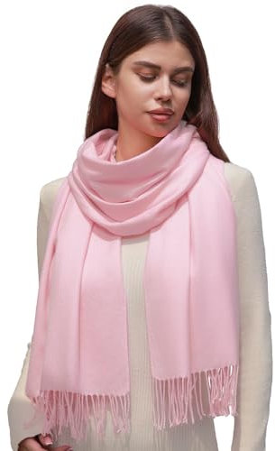 RIIQIICHY Schal Damen Winter Kuschelig – Schals für Damen, Winterschal Rosa mit Fransen, Stola für Abendkleid & Festliche Anlässe