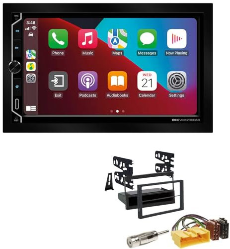 ESX VMX700DAB 2-DIN Autoradio kompatibel mit Wireless Apple CarPlay Android Auto Bluetooth DAB+ passend für Mazda 626 V Station Wagon 1999-2002 schwarz