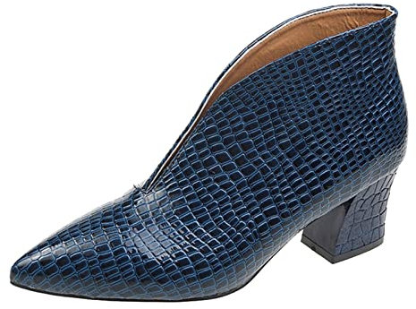 Stivaletti da donna per autunno – Chelsea alla caviglia con tacco a blocco, da motociclista, in pelle, per autunno e western, Blu, 37 EU