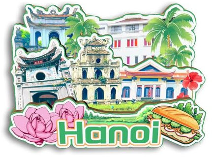 Quwsne Refrigerator Magnet Hanoi Vietnam Fridge Magnet City Travel Souvenirs Tourist Gifts 3D Classic Landmarks Handmade Crafts Home Decoration1980