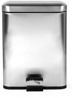 Beldray Double Compartment – 5 Litre Dual Separation Waste, Rectangular Rubbish, Removable Inner Buckets, Suitable For Bedrooms & Bathrooms, Foot Pedal Function, Stainless Steel