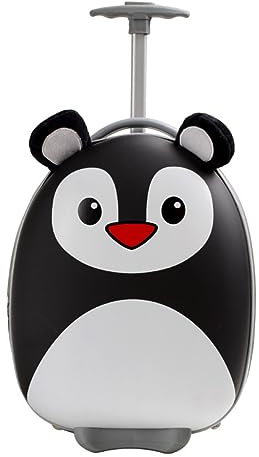 ISCBAFYX Reise-Trolley-Tasche, Hartschalen-Kinderkoffer, Koffer mit Roller, Kindergepäck, 40,6 cm Kinder-Handtrolley mit LED-Rädern, Handgepäck für Jungen und Mädchen für Reisen, Schule (Pinguin)