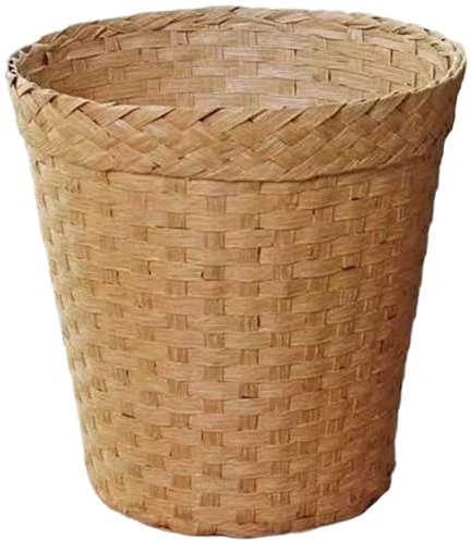 Peosaard Wicker Waste Basket,Woven Trash Can,Natural Straw Round Simple Storage Baskets,Household Waste Paper Basket Rattan Basket for Bathrooms and Bedrooms(A)
