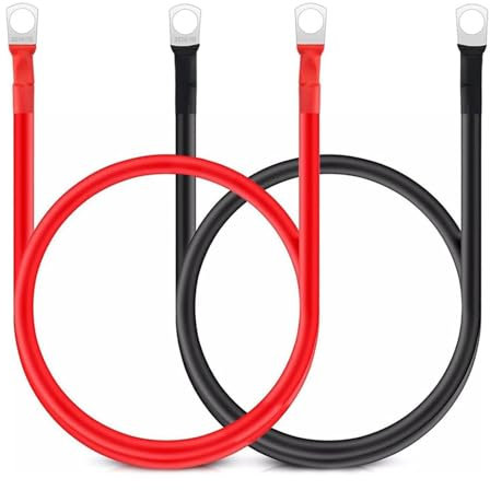VOBOR 2 cables de batería de 50 cm, 5 WAG/16 mm², cable de batería de 12 V, cable de cobre con pinzas de anillo, cable de coche para moto
