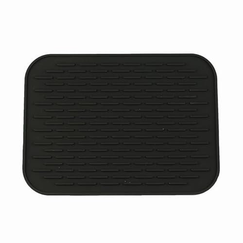 Silicone Dish Drying Mat 16*21.5cm, Collapsible Non Slip Black Draining Board Mat for Countertop & Sink