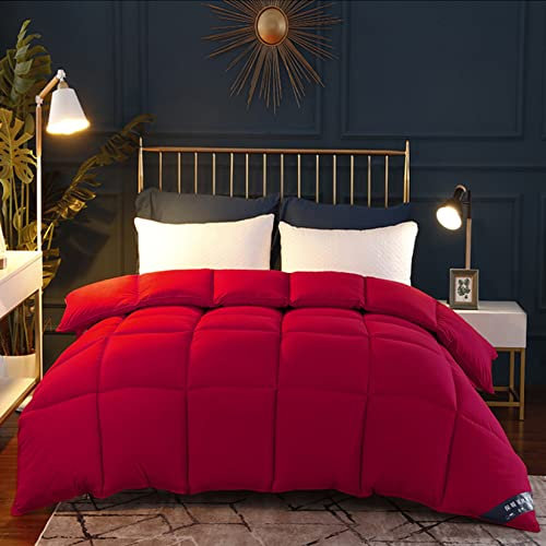 5JJJLOOOPP Extra Baumwolldecke, Polyester-Baumwolle, 6 kg, leistungsstark, wärmespeichernde Bettdecke, Queen-Size-Größe, warm, für den Winter, leicht, 200 x 230 x 5 kg, warme Bettdecke (rot, 220 x 240