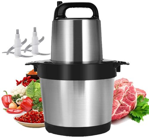 Electric Meat Grinder Double Knife Stainless Steel, Electric Food Chopper Meat Mincer with 2 Gear, For Meat, Vegetables, Fruits, Nuts
