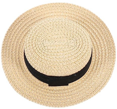 VALICLUD Small Straw Hat for Dolls Flat Top Design Doll Straw Hat Decor Diy Craft Accessory Party Decoration 6.1 Inch