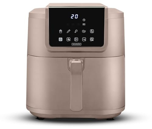 BOURGINI Air Fryer avec Revêtement Céramique Pro, Sans Substances Nocives (sans PFAS, C6, PFHxA, PTFE, PFOA et BPA), pour un foyer sans polluants éternels (Beige - 8 Litres)