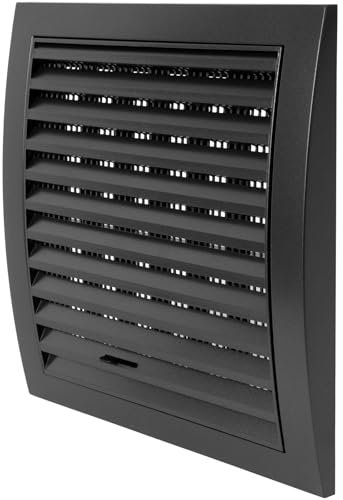 Repa Market Anthracite Adjustable Ventilation Grill - Louvered Air Vent Covers for Walls, Ceiling Outside and Inside - 190 x 190 mm / 7.48 x 7.48 Inch - Bathroom Ventilation Cover with Mesh Screen