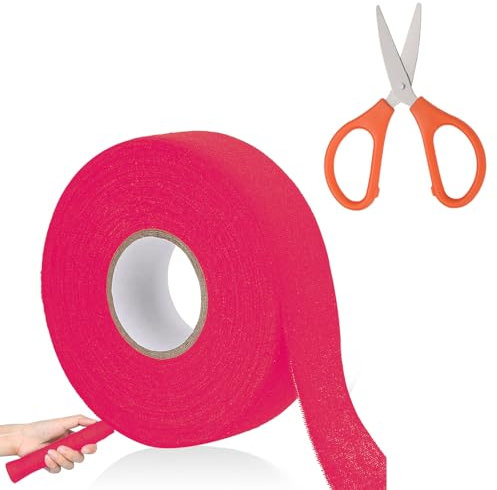 QEEROYO Hockey Tape, Adhesive Hockey Stick Tape, Self-Adehesive Grip Tape, Anti Slip Hockey Stick Tape, Sweat Absorbent Grip Cloth Tape, for Hockey, Squash Racket, Badminton Grip,Skipping Rope, Red