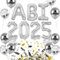 iZoeL Abitur 2025 Deko, ABI 2025 Folienballons, ABI Luftballon, ABI Konfetti Tischdeko, Abschluss Abschlussfeier ABI Schulabschluss Dekoration 2025 (Silber ABI)