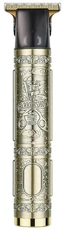 Professioneller Haarschneider, Vintage-Design, Akku-Betrieb, Gold-Optik, Barttrimmer und Rasierer