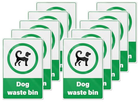 YIKIADA 10 Pack Dog Waste Bin Sticker 150 × 100 mm Vinyl Removable Waterproof Self Adhesive Recycling Decal for Home Garden Park Outdoor Indoor