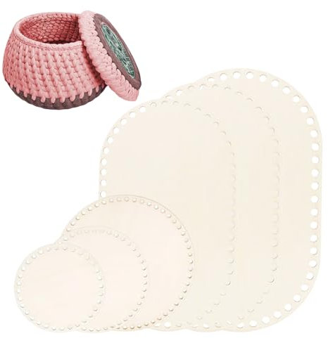LBJFYHJN 6 Stück Korbboden zum Häkeln, Korbboden zum Häkeln, Holzboden zum Häkeln Taschenboden, Ovaler und Rund Korb Flechten Set für DIY Korbflechten Liefert Basteln 10/15/20/25/30cm