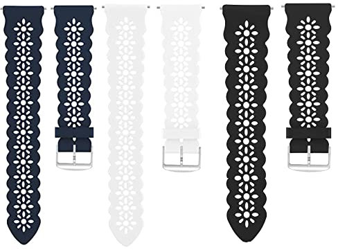 Blueshaweu Compatible for RADLEY Series Smart Watch 20mm 22mm Silicone Lace Slim Thin Hollow-Out Replacement Straps Compatible With RADLEY Series 32/20 / 19/46/Series 10 Smartwatch (3Pack-B, 20mm)