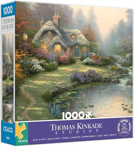 Ceaco - Thomas Kinkade - Everett's Cottage - 1000 Piece Jigsaw Puzzle - Relaxing and Fun Activity for Adults
