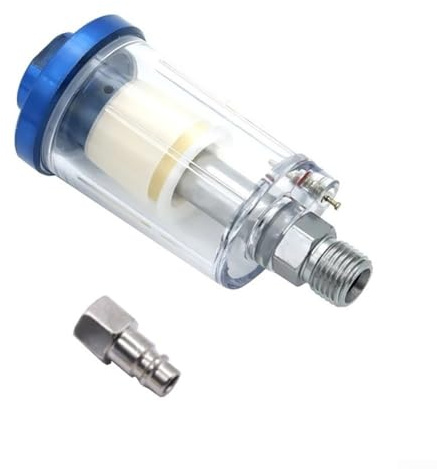 Zilimontt Séparateur d'huile et d'eau en ligne - Filtre à humidité pour compresseur d'air, peinture en aérosol et outils pneumatiques, connecteur BSP 6,35 mm, construction en alliage d'aluminium