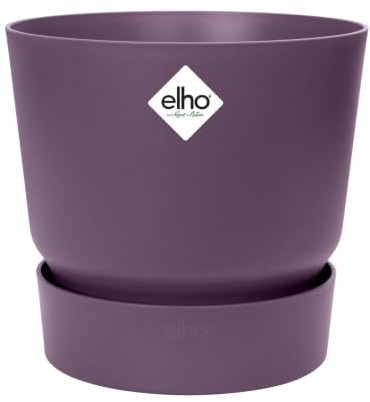 elho Greenville Round 25 - Plant Pot for Indoor & Outdoor - 100% Recycled Plastic - Ø 24.5 x H 23.3 cm - Purple/Vintage Plum