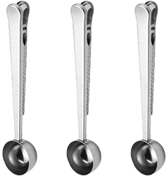 3 PCS Coffee Scoop, Measuring Scoop for Coffee Grounds, Sealing Clip for Coffee Bags, Multipurpose Scoop for Tea, Spices and Baking Ingredients, Durable Kitchen Tool