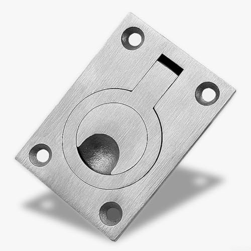 Yhenlovtt 304 Stainless Steel Flush Finger Pull Handle for Cabinet Cupboard Wardrobe Sliding Door 50x40mm Silver(LARGE)