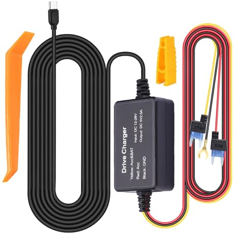 Cavo di ricarica universale a cavo fisso – 12 24 su 5 convertitore 3 A, alimentatore di rete, cavo di protezione della batteria sicuro | berlina SUV taxi commerciale registrazione fotocamera